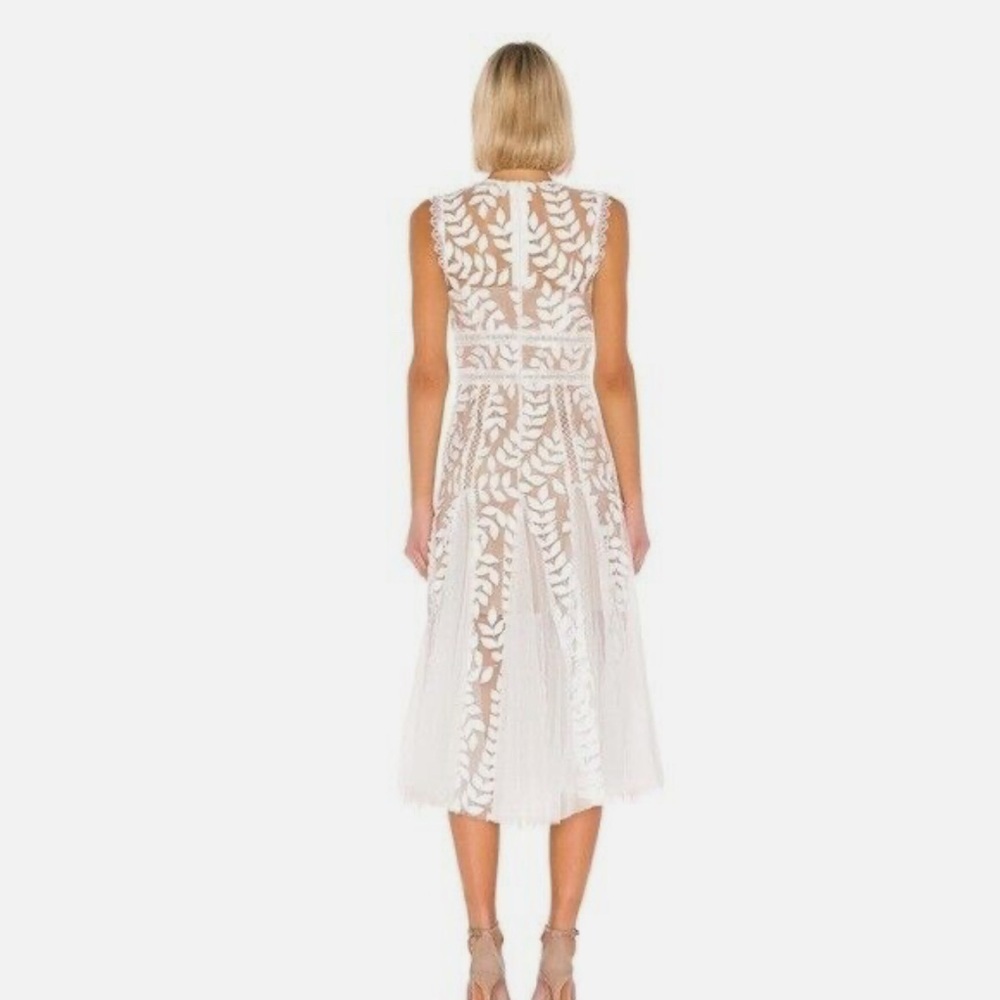 Bronx and Banco White Lace Midi Dress